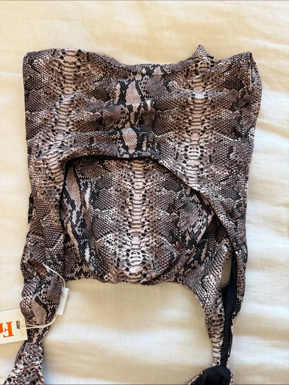 Frankies Belle One-Piece Snake Print Swimsuit in Brown